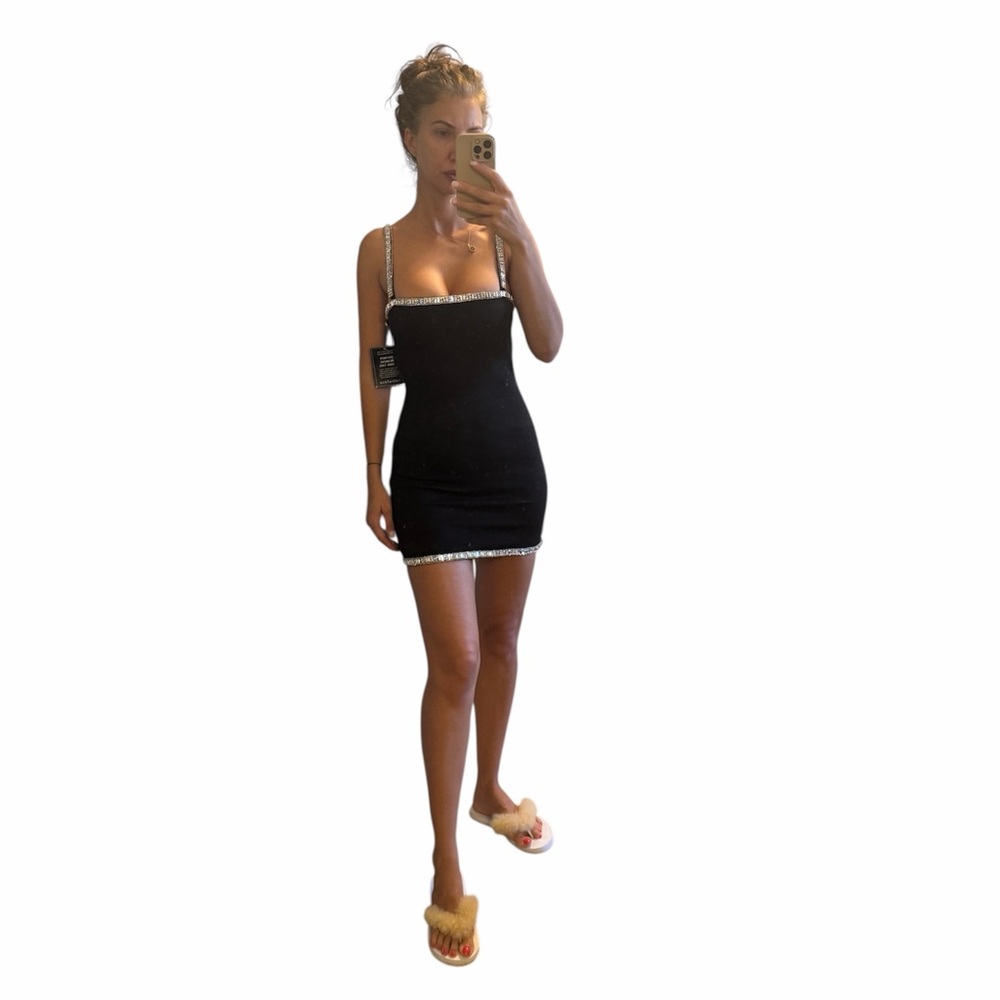 Nwt Retrofete Regina Dress Crystal-Embellished Mini Black size Xs